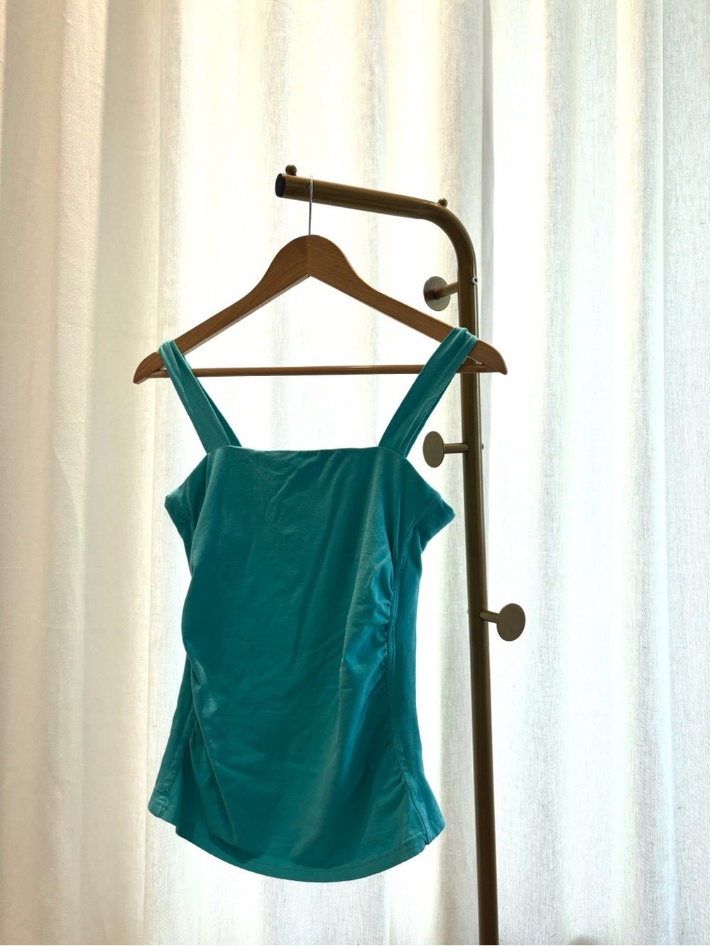 Ruched Tank Top in Blue Size Medium W Built in Bra
